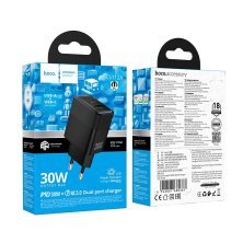 Мережевий зарядний пристрій HOCO CS112A TYPE-C PD 30W + USB QC 3.0, чорний
