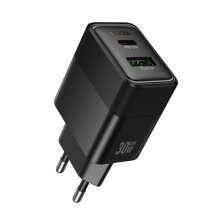 Мережевий зарядний пристрій HOCO CS112A TYPE-C PD 30W + USB QC 3.0, чорний