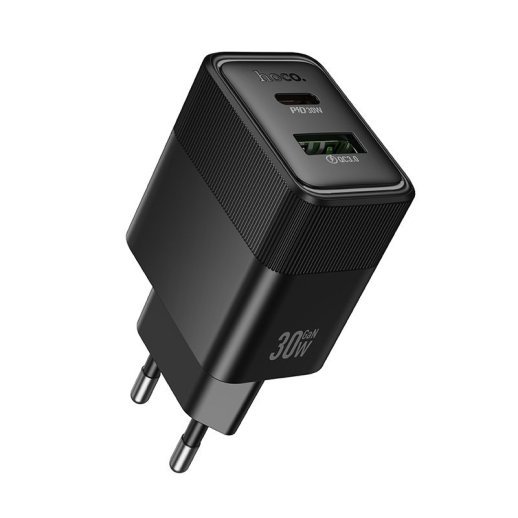 Мережевий зарядний пристрій HOCO CS112A TYPE-C PD 30W + USB QC 3.0, чорний