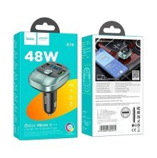 FM трансмітер HOCO E76 Bluetooth з гучним зв'язком СIРИЙ