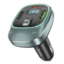 FM трансмітер HOCO E76 Bluetooth з гучним зв'язком СIРИЙ