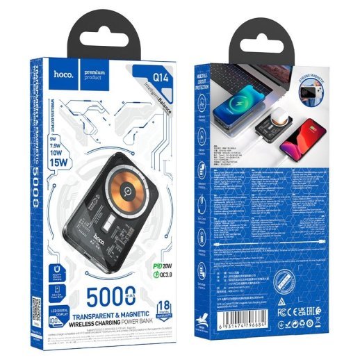 Power Bank HOCO Q14 PD 20W magsafe 5000mah з бездротовою зарядкою чорний