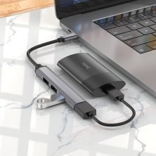 USB-хаб HOCO HB26 4в1 роз'єм Type-C (1 порт USB 3.0 + 3 порти USB 2.0)