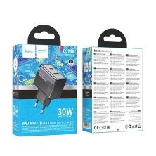 Мережевий зарядний пристрій HOCO CS73A TYPE-C PD 30W + USB QC 3.0, чорний