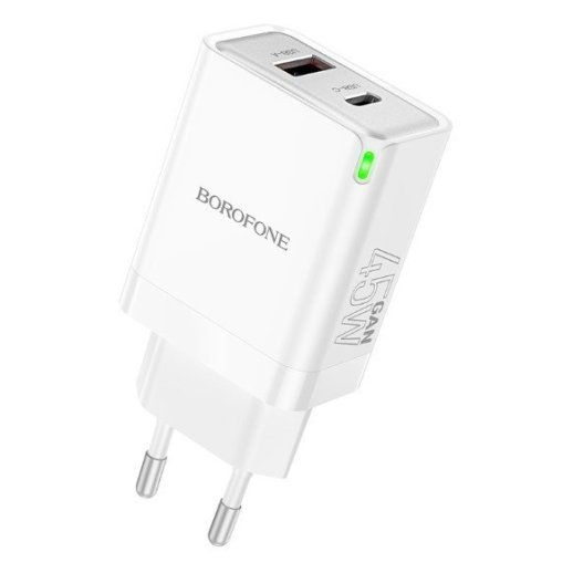 Мережевий зарядний пристрій BOROFONE BN16 PD 45W USB-C + USB-A QC 3.0 18W