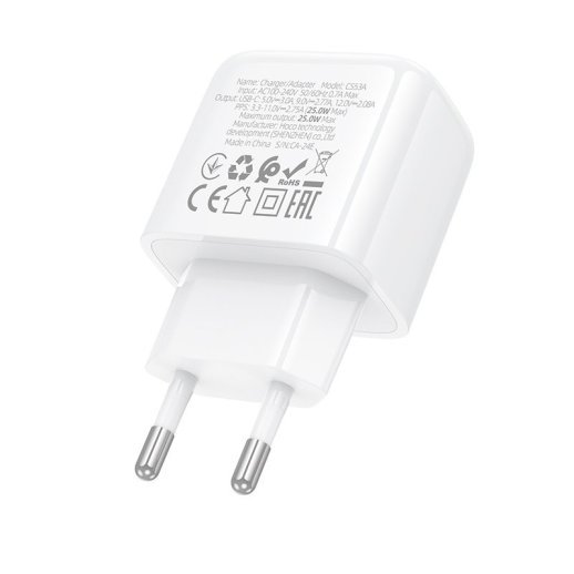 Мережевий зарядний пристрій HOCO CS53A TYPE-C PD 25W, білий