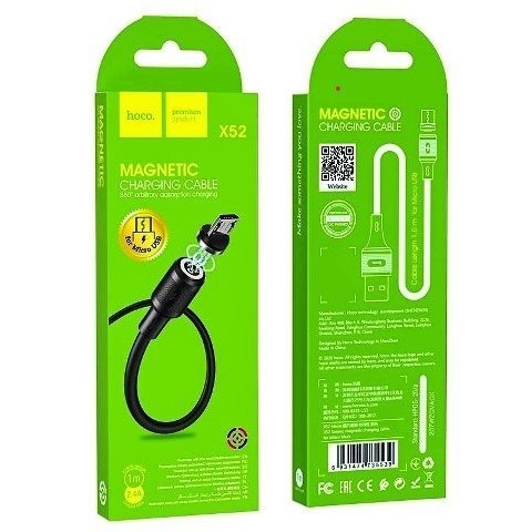 USB кабель HOCO X52 Магнітний USB - micro USB 1метр, чорний