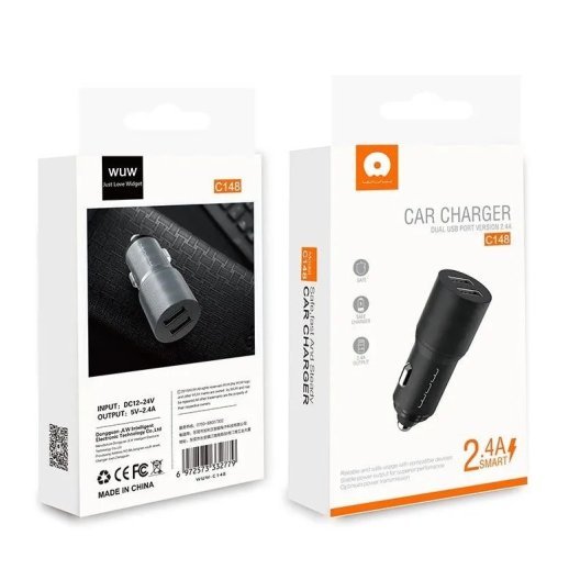 Автомобільний зарядний пристрій WUW C148 2USB 2.4A ЧОРНИЙ (70)