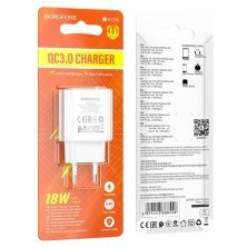 Мережевий зарядний пристрій BOROFONE BA72A Spring USB QC3.0
