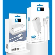Мережевий зарядний пристрій WUW T56 2.4A + USB Micro-USB БІЛИЙ