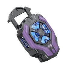 Охолоджувач для смартфона HOCO GM26 Fast Cooling Mobile Phone Cooler з підсвіткою, чорний/фіолетовий