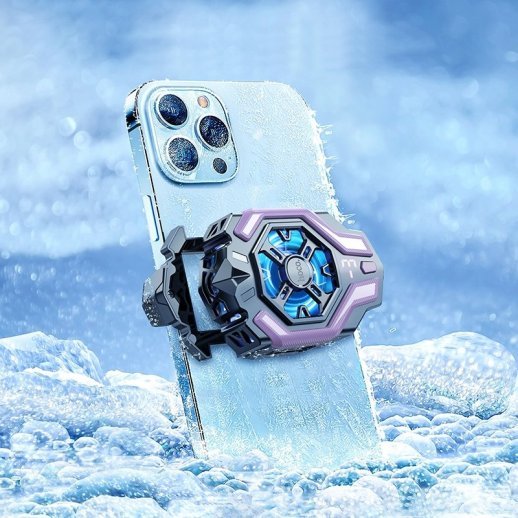 Охолоджувач для смартфона HOCO GM26 Fast Cooling Mobile Phone Cooler з підсвіткою, чорний/фіолетовий