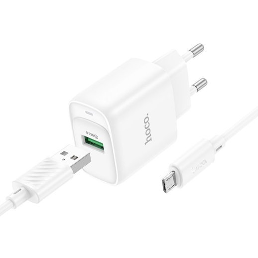 Сетевое зарядное устройство HOCO C140A USB QC3.0 18W + кабель USB - MICRO, белый