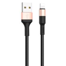 USB Кабель HOCO X26 USB - Lightning 1М, чорно-золотий