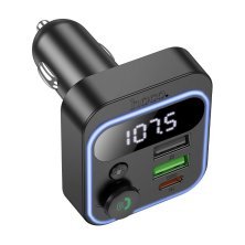 FM-трансмітер HOCO E85 Tiger PD20W + QC3.0 Bluetooth 5.4 (чорний)
