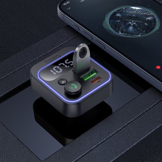 FM-трансмітер HOCO E85 Tiger PD20W + QC3.0 Bluetooth 5.4 (чорний)