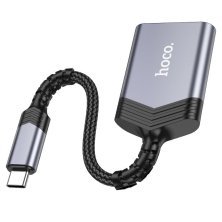OTG картрідер HOCO UA25 2в1 Type-C (штекер)  -  SD / TF (гнізда), 19 см, сірий