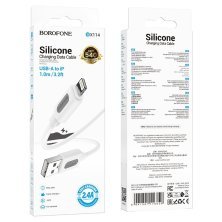 USB кабель BOROFONE BX114 USB  -  Lightning, Silicone, 2.4A, 1 м, білий
