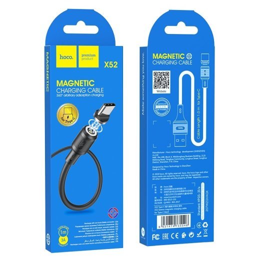 USB кабель HOCO X52 Магнітний USB - Type-C, 1метр, чорний