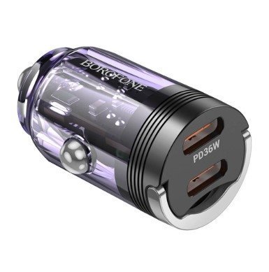Автомобільний зарядний пристрій BOROFONE BZ29B PD 36W 2 TYPE-C, ФІОЛЕТОВИЙ