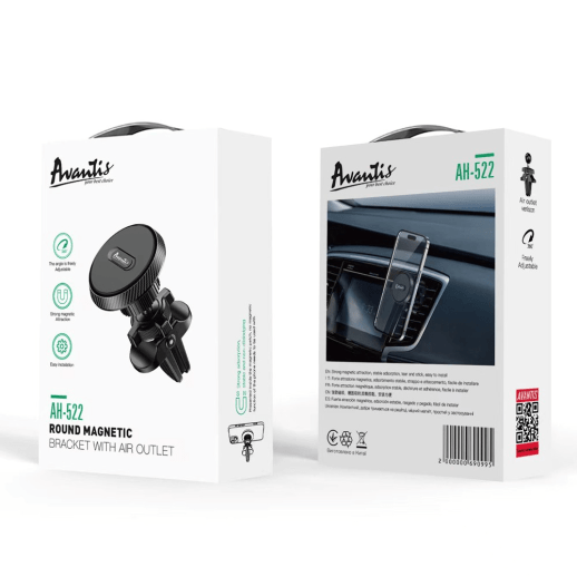 Автоутримувач Avantis AH-522 Round Magnetic with air outlet Black