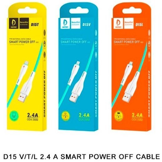 Кабель USB Denmen D15L USB - Lightning (2.4A) OD4.0мм