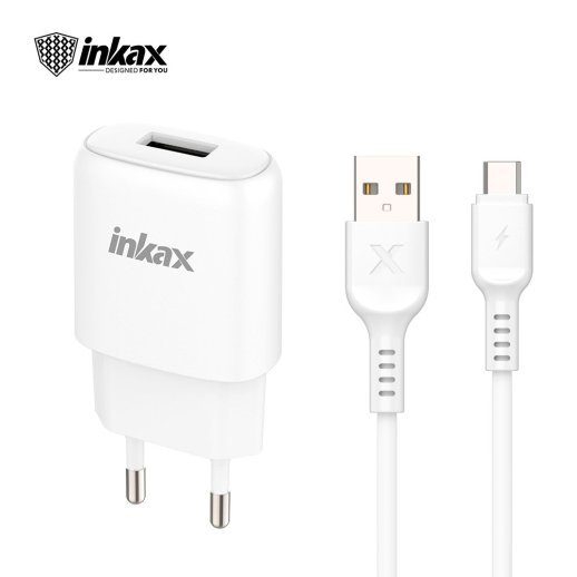 Мережевий зарядний пристрій INKAX CD-95 1.2A + USB кабель Type-C for Android