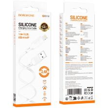 USB кабель BOROFONE BX113 USB - Lightning SILICONE 2,4A 1 метр, білий