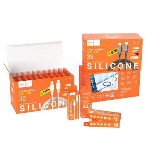 USB-C кабель HOCO X101 60W Type-C - Type-C silicone 1м, gray