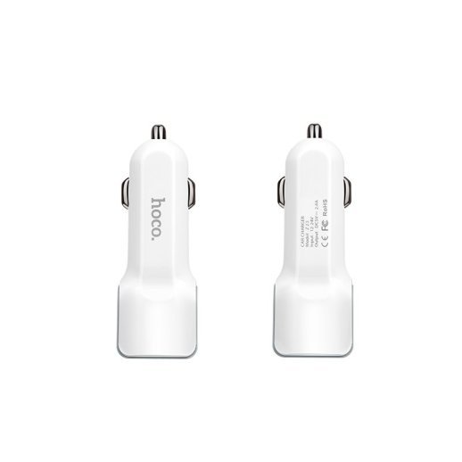 Автомобільний зарядний пристрій HOCO Z23 2USB 2.4A, білий