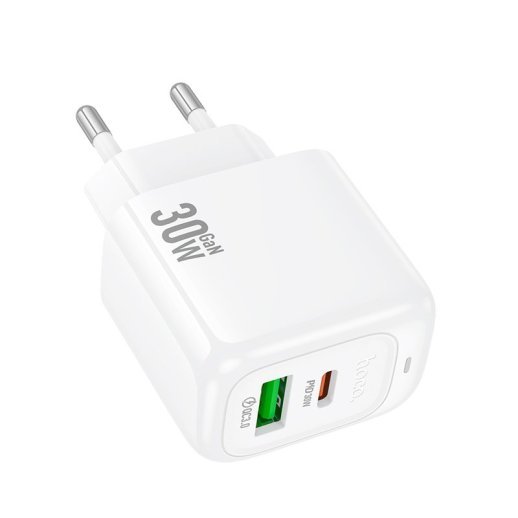 Мережевий зарядний пристрій HOCO CS55A TYPE-C PD 30W + USB QC 3.0, білий