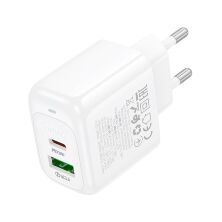 Мережевий зарядний пристрій HOCO CS55A TYPE-C PD 30W + USB QC 3.0, білий