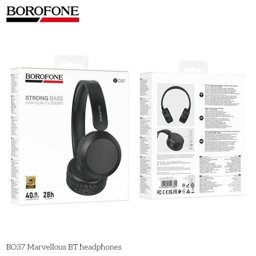 Бездротові повнорозмірні навушники BOROFONE BO37 Marvellous, чорний