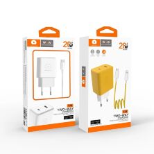 Мережевий зарядний пристрій WUW T78 TYPE-C + USB PD 20W + USB КАБЕЛЬ TYPE-C - LIGHTNING