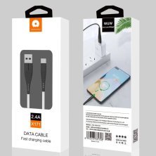 Кабель USB WUW X171 USB - Type-C 2.4A, чорний, м'який силіконовий провід