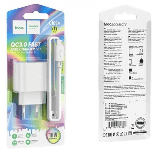 Мережевий Зарядний Пристрій Hoco C109A 1USB QC3.0 Micro