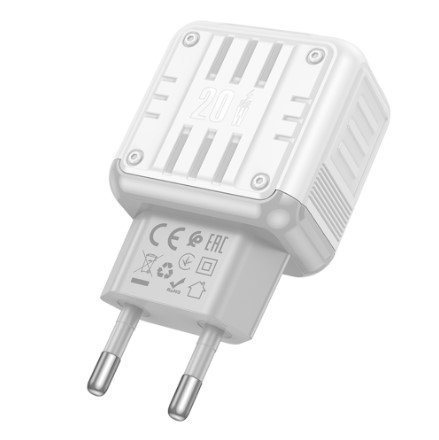 Мережевий зарядний пристрій HOCO C135A TYPE-C PD 20W + USB QC 3.0, білий