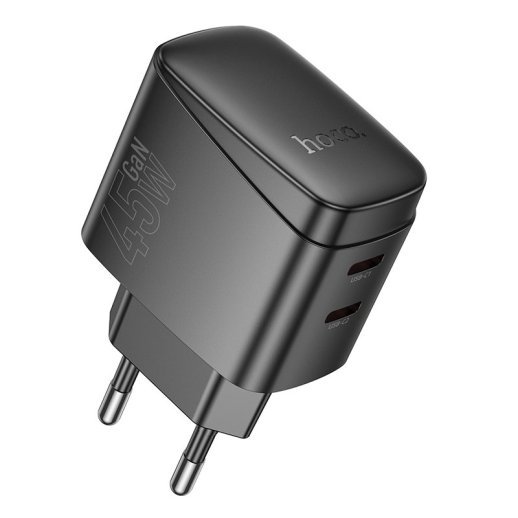 Мережевий зарядний пристрій HOCO CS62A 2*TYPE-C PD 45W, чорний