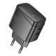 Мережевий зарядний пристрій HOCO CS62A 2*TYPE-C PD 45W, чорний