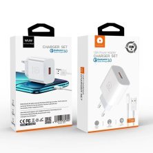 Мережевий зарядний пристрій WUW T59 18W QC3.0 + USB Type-C БІЛИЙ