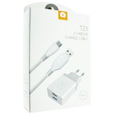 Мережевий зарядний пристрій WUW T23 2 USB + USB Type-C 2100 mA