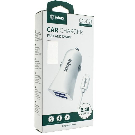 Автомобільний зарядний пристрій INKAX CA-05 2 USB, 3.1A, 15W, USB кабель TYPE-C