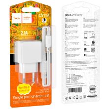 СЗУ HOCO CS11A (1USB) + USB - Type-C (28pc) (белый)