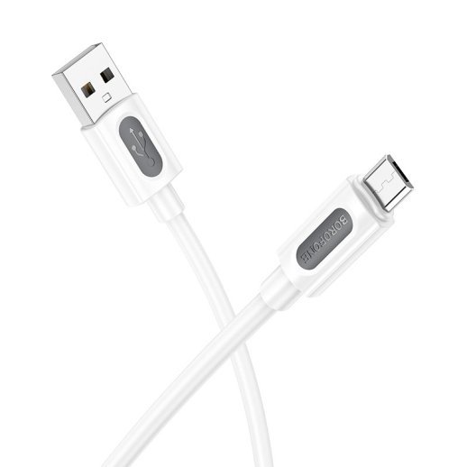 USB кабель BOROFONE BX114 USB  -  micro USB, Silicone, 2.4A, 1 м, білий