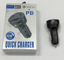 Автомобільний зарядний пристрій TE-093 55w PD 2USB + Type-C Чёрный