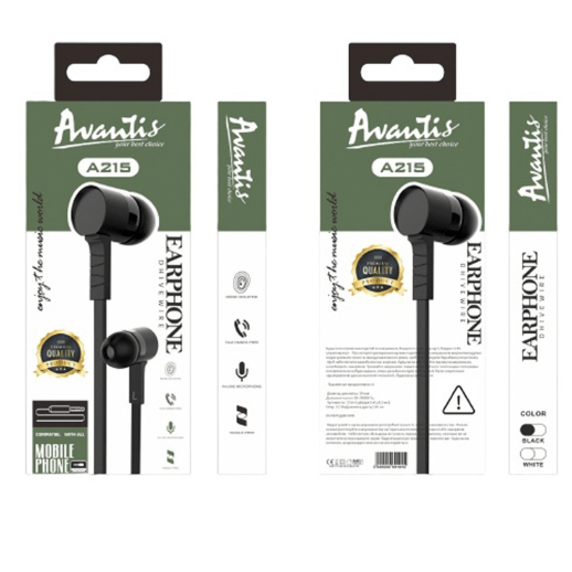 Навушники Avantis A215 with mic Білий