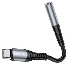 Аудіоадаптер HOCO LS33 TYPE-C (штекер) на 3,5 мм (гніздо), 8см, сірий