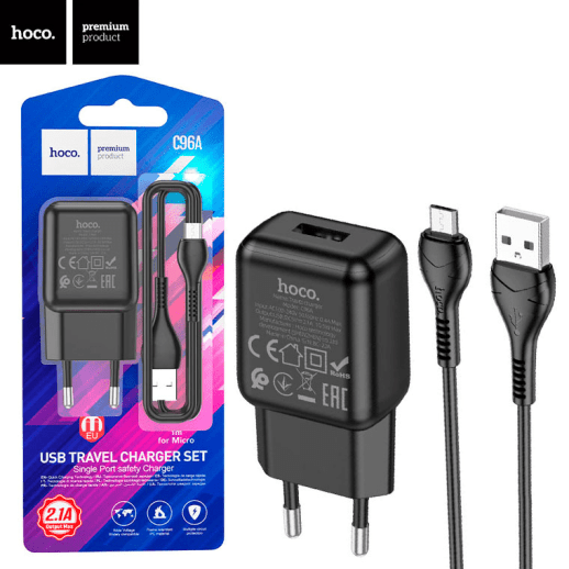 Мережевий Зарядний Пристрій Hoco C96A 1USB Micro Black