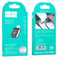 OTG-адаптер HOCO UA17 USB Type-C (штекер) на USB-A (гніздо) USB 3.0, ЧОРНИЙ