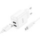 Мережевий зарядний пристрій HOCO C141A 2*USB 2.4A + кабель USB - MicroUSB, білий